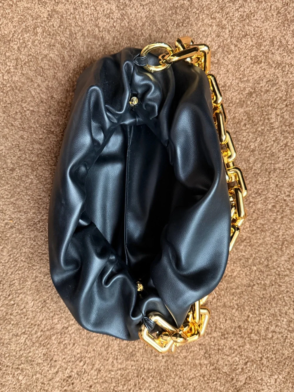Trendy Style Black Genuine Leather Chain Pouch Bag